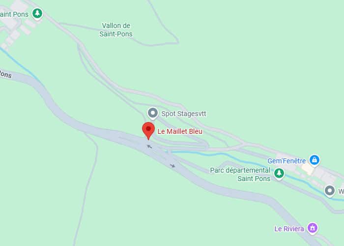 Plan d'accès Le Maillet Bleu à Gémenos et Saint-Pons Localisation de Le Maillet Bleu sur Google Maps à côté du Parc départemental de Saint-Pons à Gémenos.