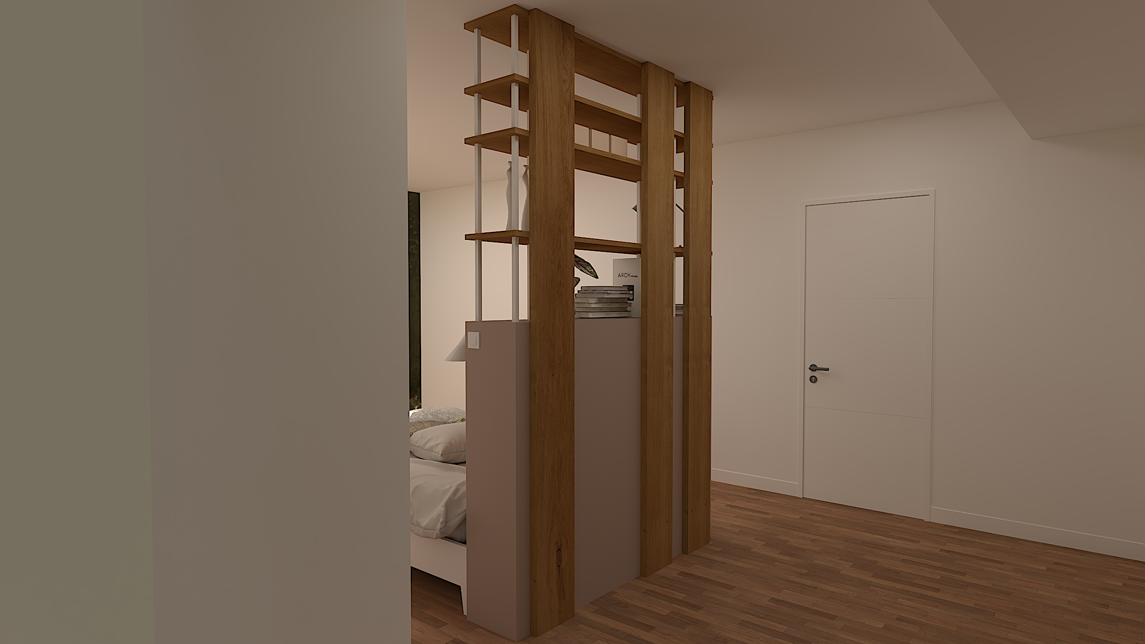 Meuble de tête de lit personnalisé en bois de chêne, fabrication artisanale à Ceyreste